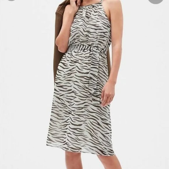 Banana Republic Zebra Print Halter Dress - Picture 1 of 9
